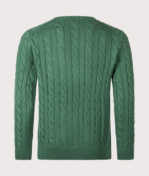 Cable Knit Cotton Jumper by Polo Ralph Lauren in Kale Green. Shot by EQVVS. Back shot.