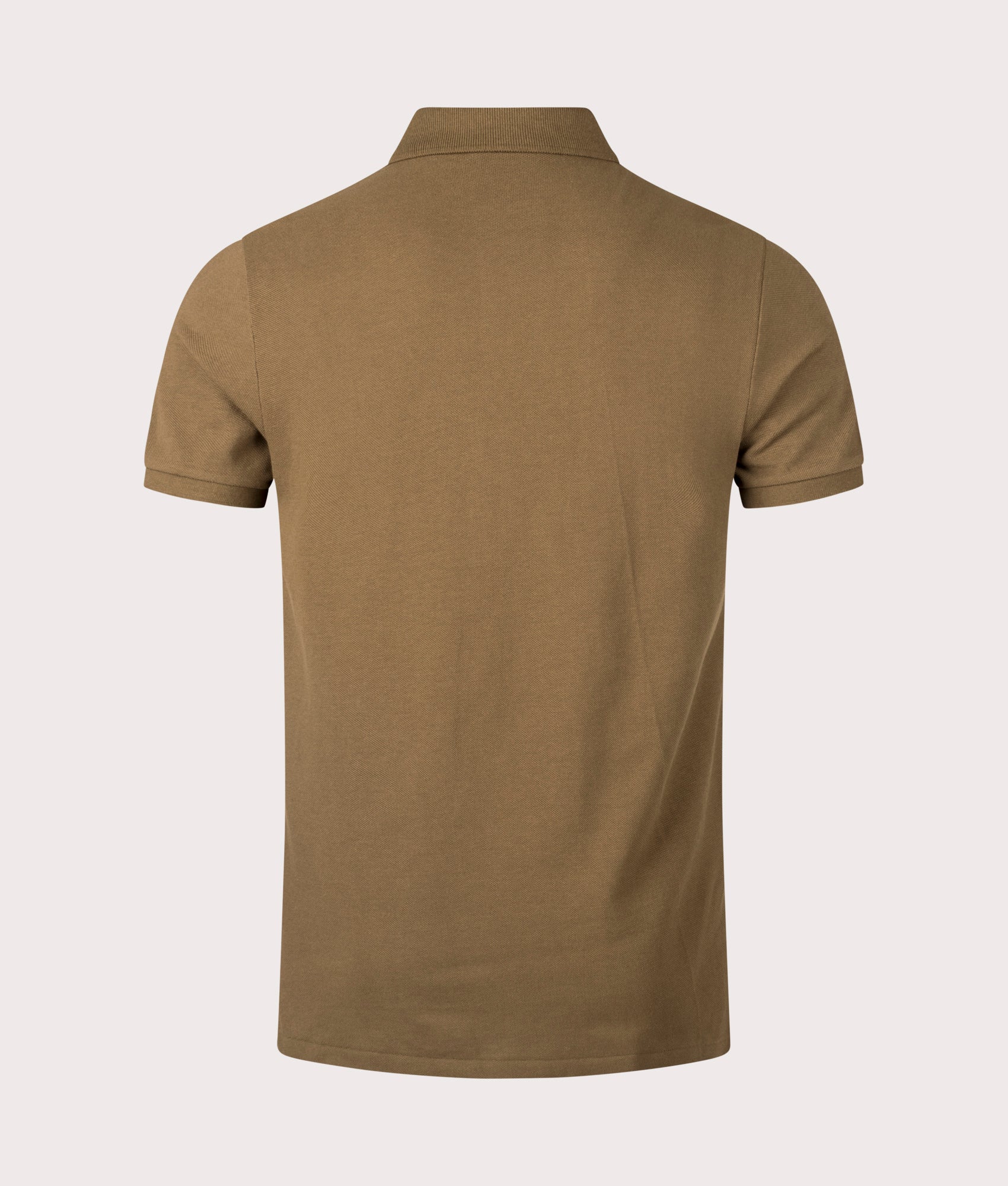 Custom Slim Fit Mesh Polo Shirt in Nature Brown. 100% Cotton | Polo Ralph Lauren | Shot at EQVVS | Back shot 