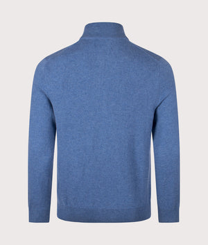 Merino Wool Quarter Zip Jumper in Tide Pool Blue Heather | 100% Merino Wool | Polo Ralph Lauren | EQVVS | Back shot 