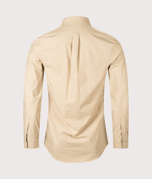 Slim Fit Stretch Poplin Shirt in Coastal Beige. | Polo Ralph Lauren | Shot at EQVVS | Back shot