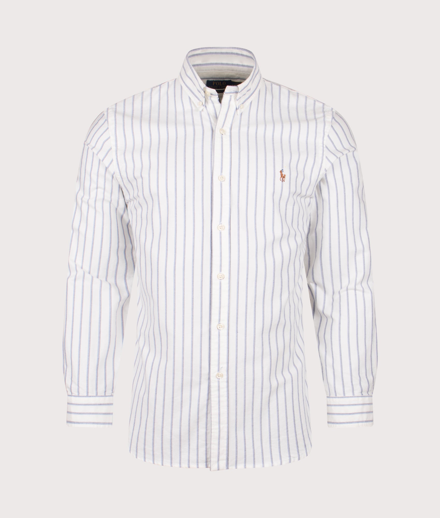 Slim Fit Striped Oxford Shirt. Shot by EQVVS. Front shot.