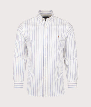 Slim Fit Striped Oxford Shirt. Shot by EQVVS. Front shot.