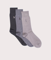 3 Pack of Cotton Blend Crew Socks: 007 Grey Assorted 
