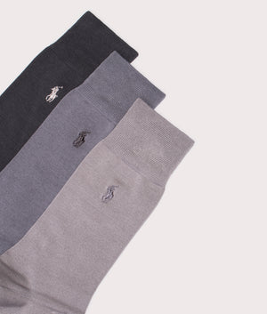 3 Pack of Cotton Blend Crew Socks in Assorted Grey | Polo Ralph Lauren | EQVVS | Detail shot 