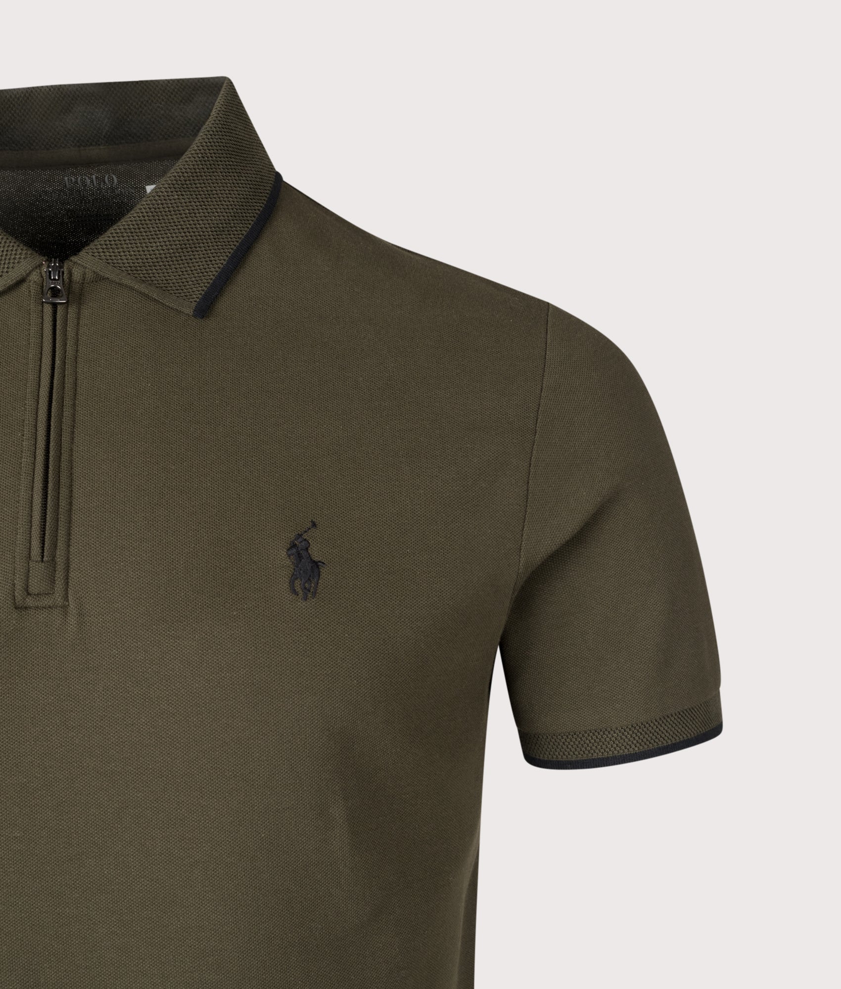 Custom Slim Fit Stretch Oxford Mesh Polo Shirt. Shot by EQVVS. Detail shot.