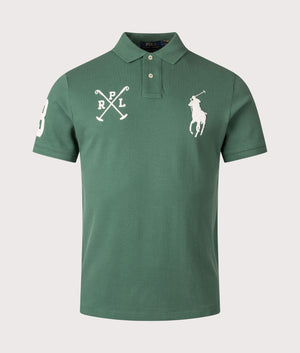 Custom Slim Fit Big Pony Mesh Polo Shirt by Polo Ralph Lauren in Washed Forest. Shot by EQVVS. Front shot.