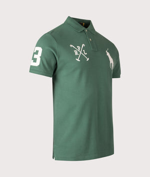Custom Slim Fit Big Pony Mesh Polo Shirt by Polo Ralph Lauren in Washed Forest. Shot by EQVVS. Front angled shot.