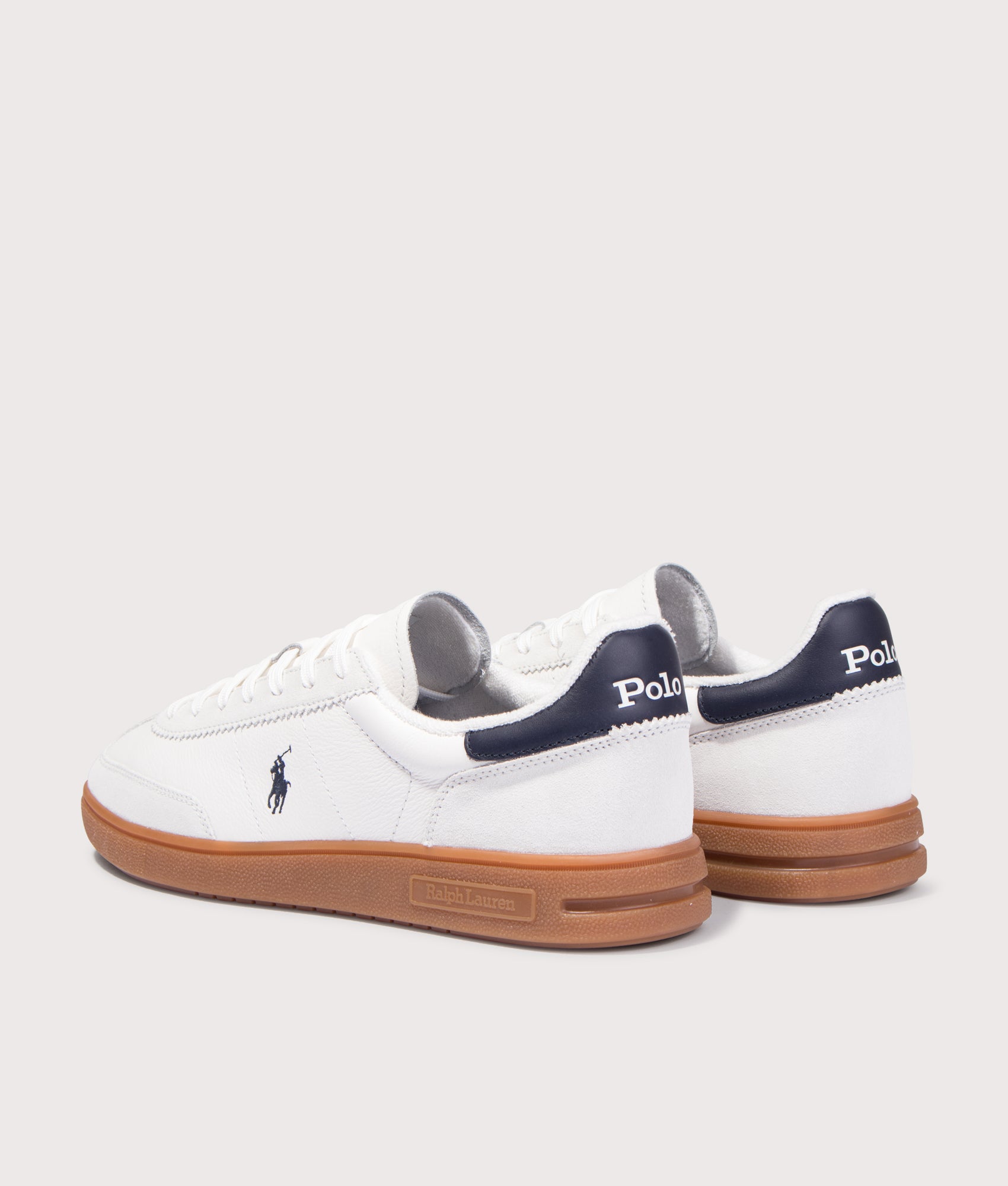 Bedford Sneakers in Off White/Navy | Polo Ralph Lauren | EQVVS | Back angle shot 