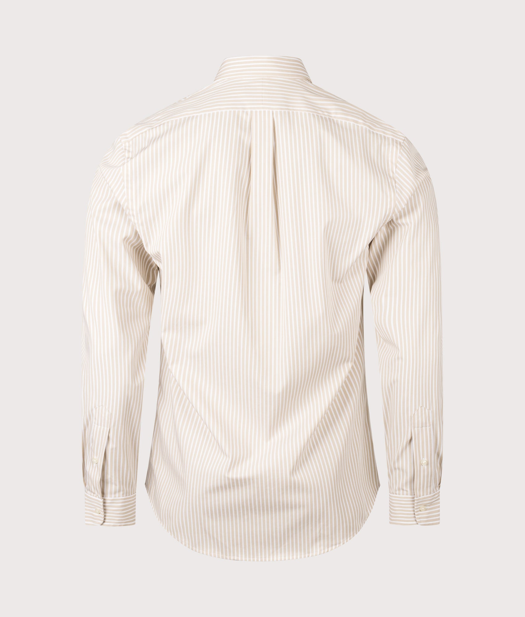 Slim Fit Stretch Poplin Shirt in Coastal Beige White . | 100% Cotton | Polo Ralph Lauren | Shot at EQVVS | Back shot