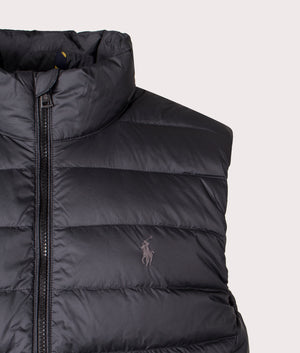 Colden Packable Matte Vest in Polo Black | Polo Ralph Lauren | EQVVS | Front detail shot 