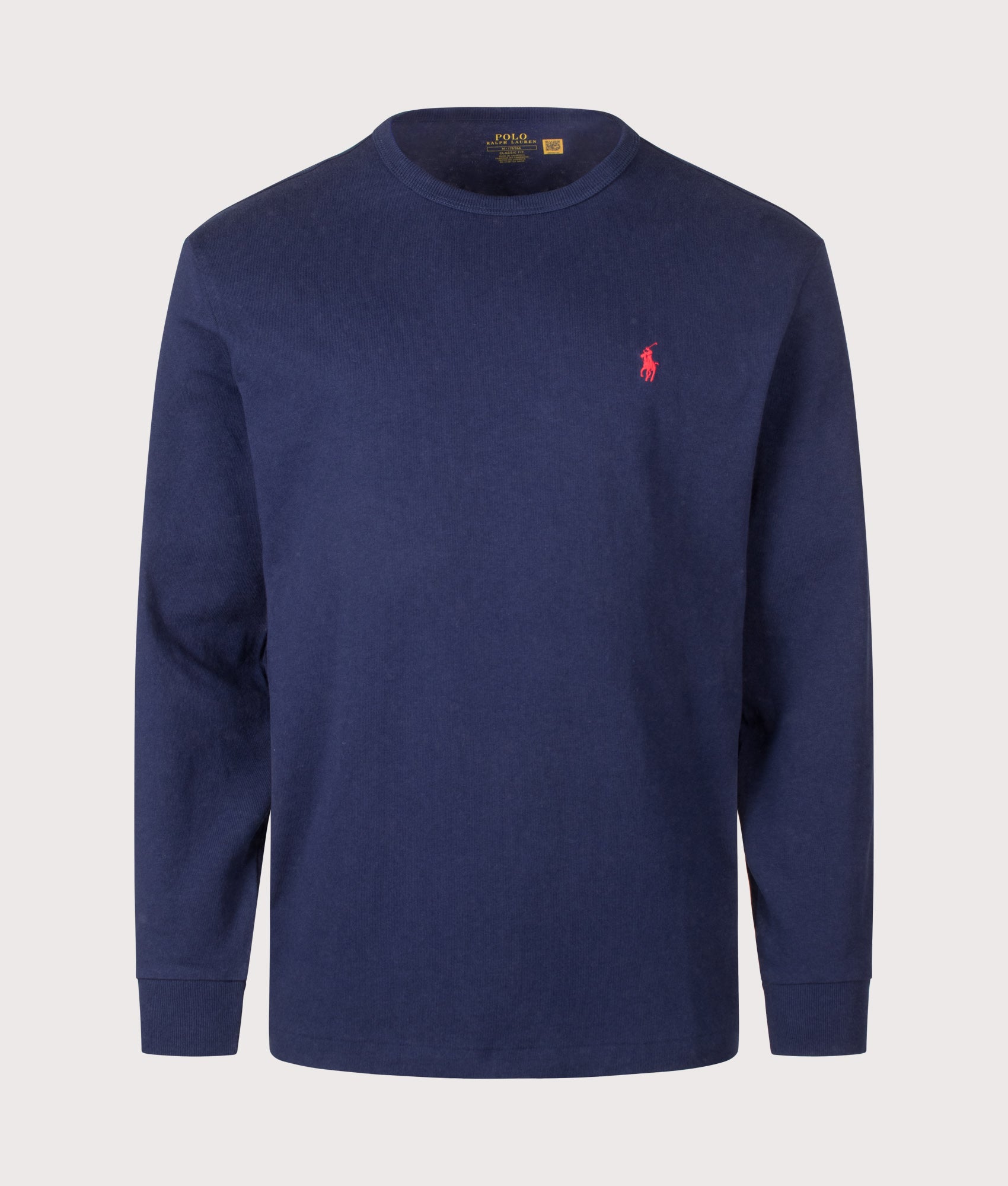 Polo Ralph Lauren Classic Fit Long Sleeve T-Shirt in Newport Navy at EQVVS Menswear. Front shot.