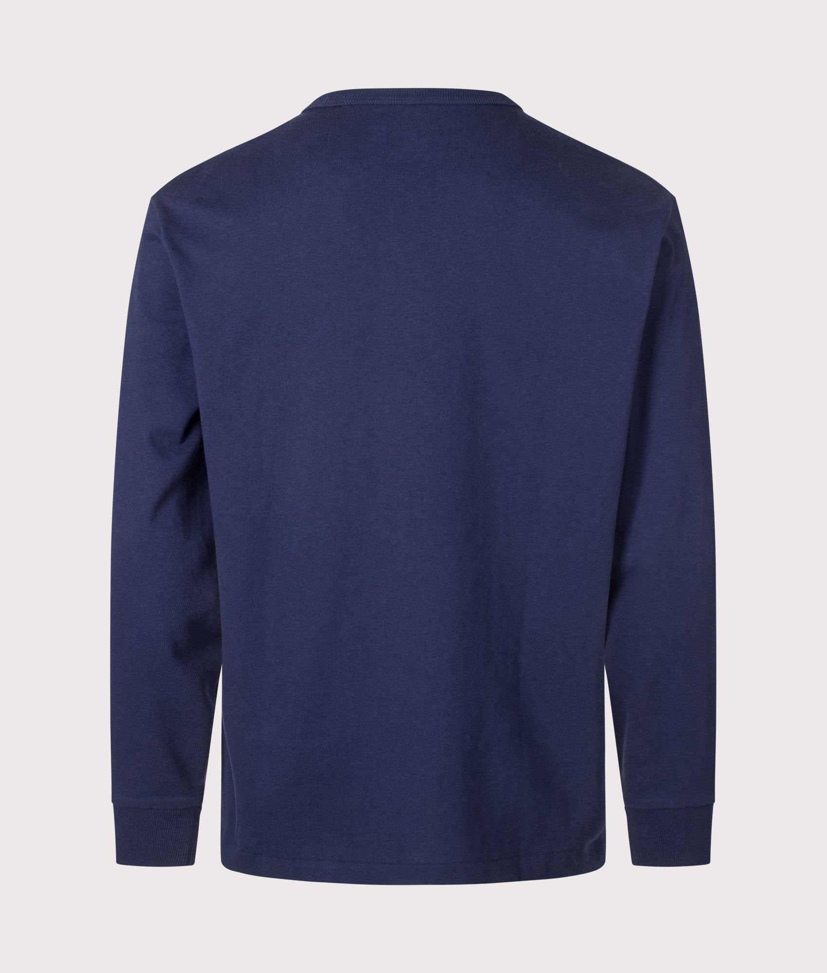 Polo Ralph Lauren Classic Fit Long Sleeve T-Shirt in Newport Navy at EQVVS Menswear. Back shot.