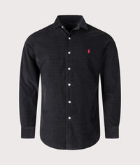 Custom Fit Corduroy Shirt: 011 Polo Black 
