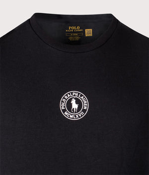 Cotton Jersey Sleep T-Shirt in Polo Black | Polo Ralph Lauren | EQVVS | Front detail shot 
