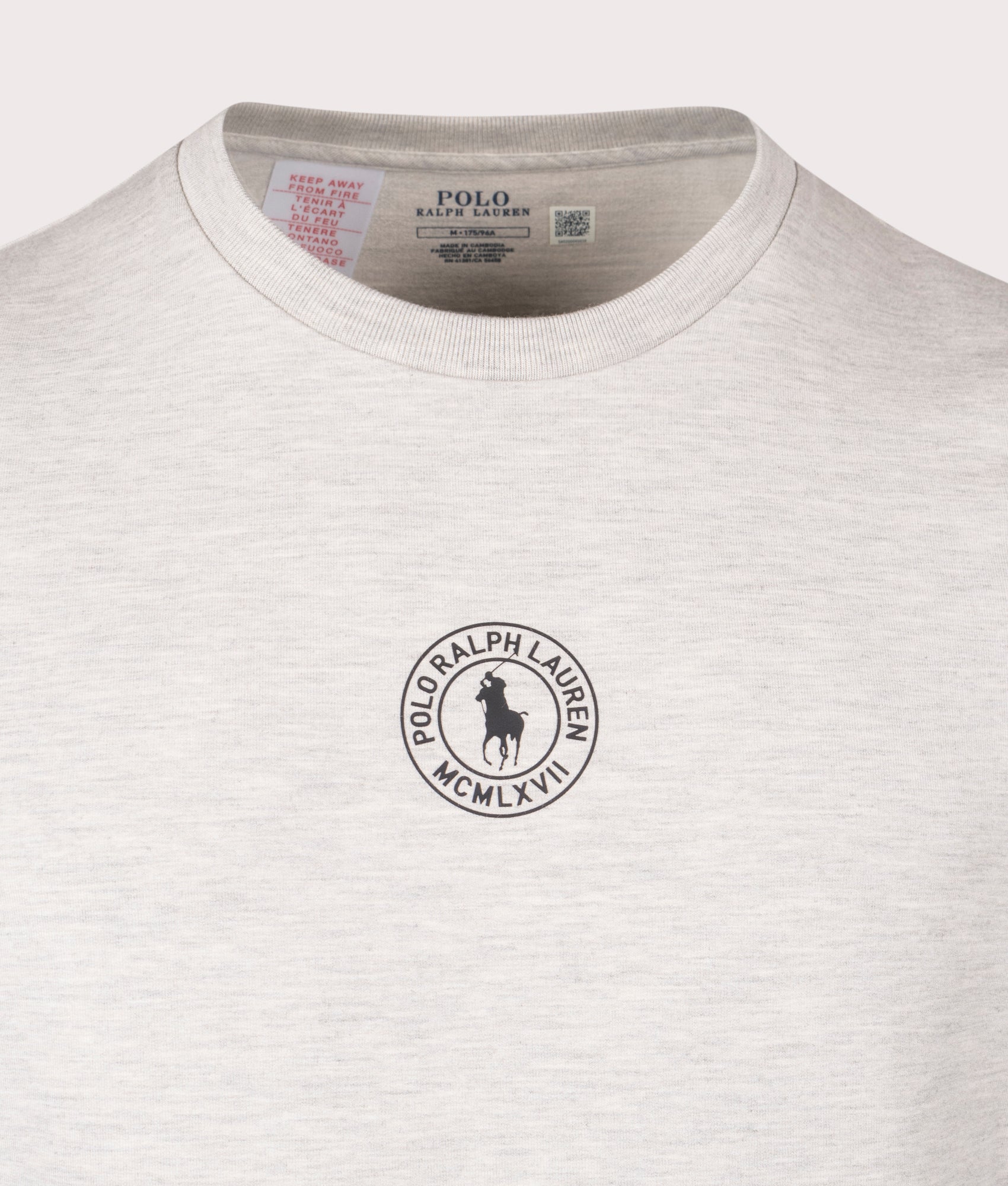 Cotton Jersey Sleep T-Shirt in White | Polo Ralph Lauren | EQVVS | Front detail shot 