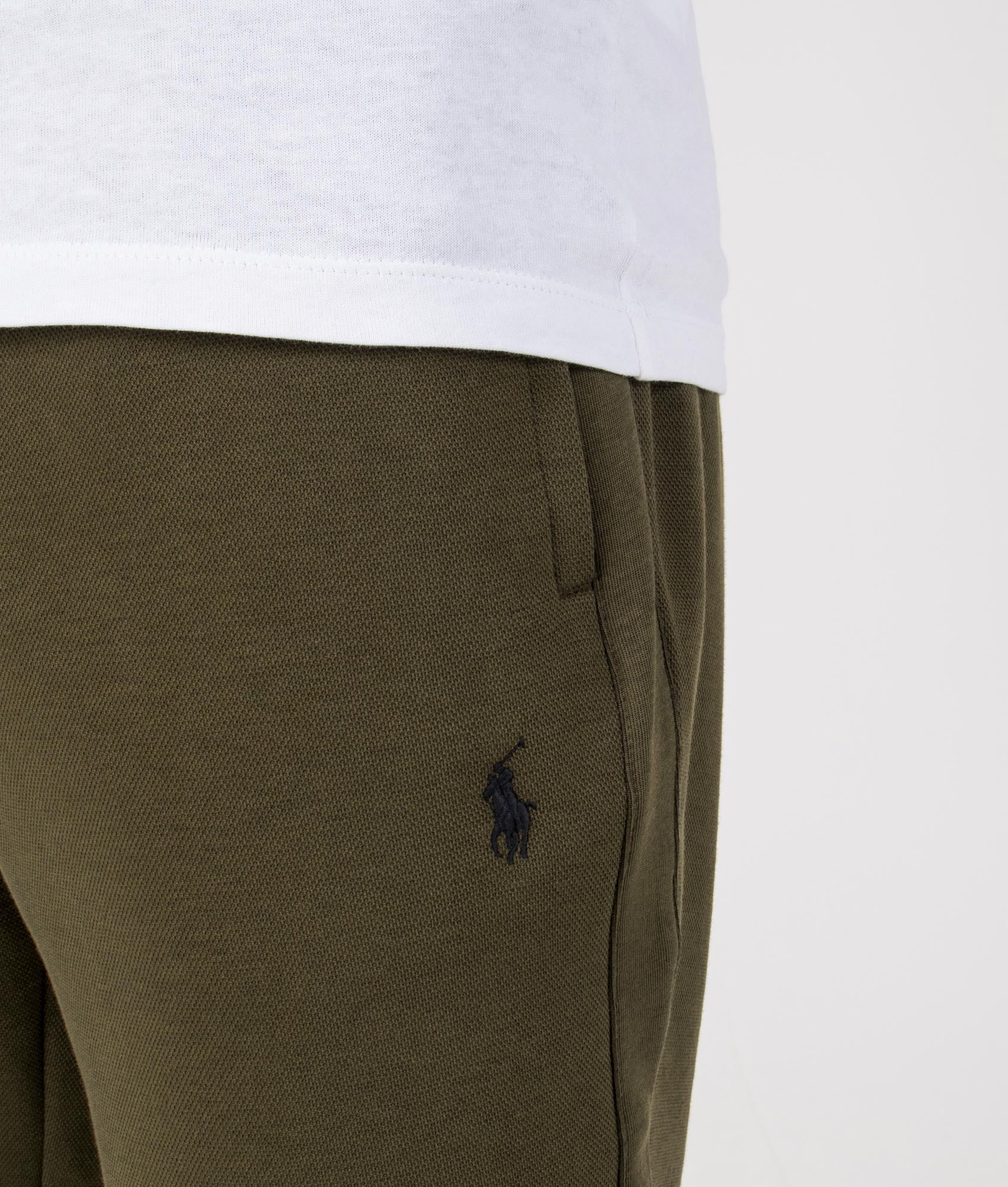 Regular Fit Double Knit Joggers in Company Olive | Polo Ralph Lauren | EQVVS | Front detail shot 