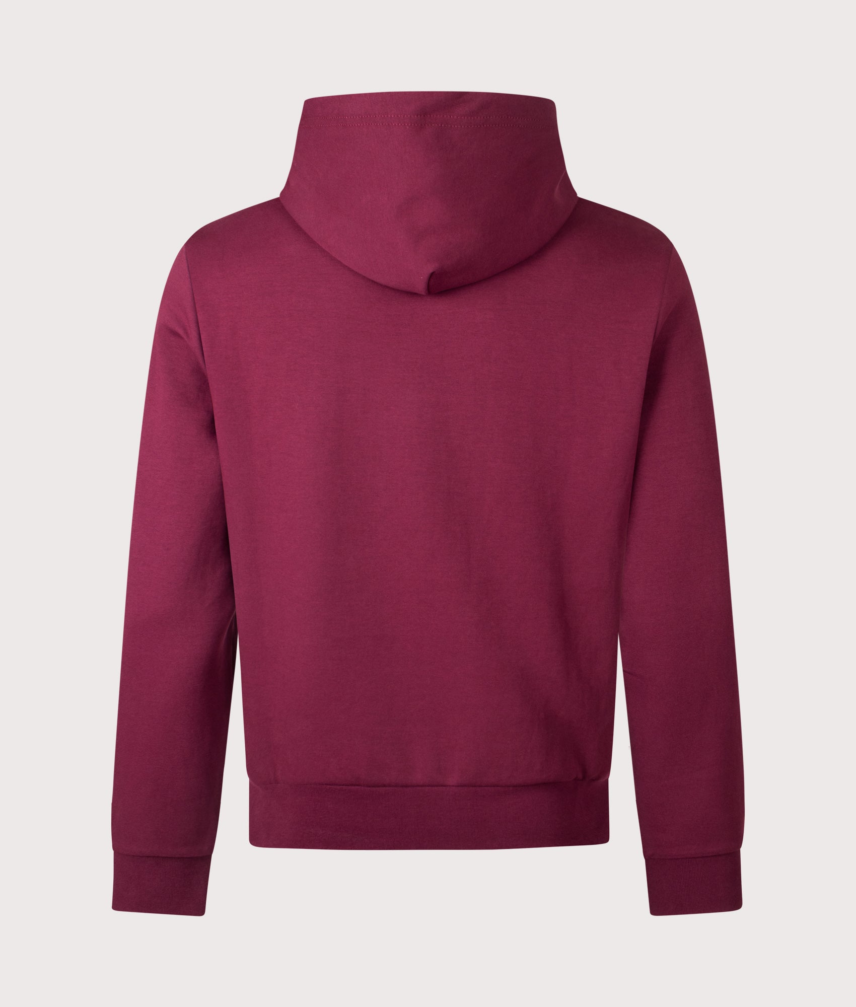 Polo Ralph Lauren Double-Knit Central Logo Hoodie in Classic Wine at EQVVS Menswear. Back shot.