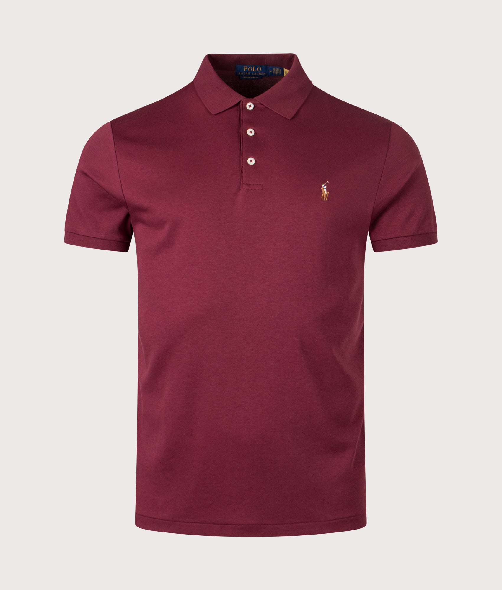 Custom Slim Fit Soft Cotton Polo Shirt in Red Wine. | 100% Cotton | Polo Ralph Lauren | Shot at EQVVS | Front shot