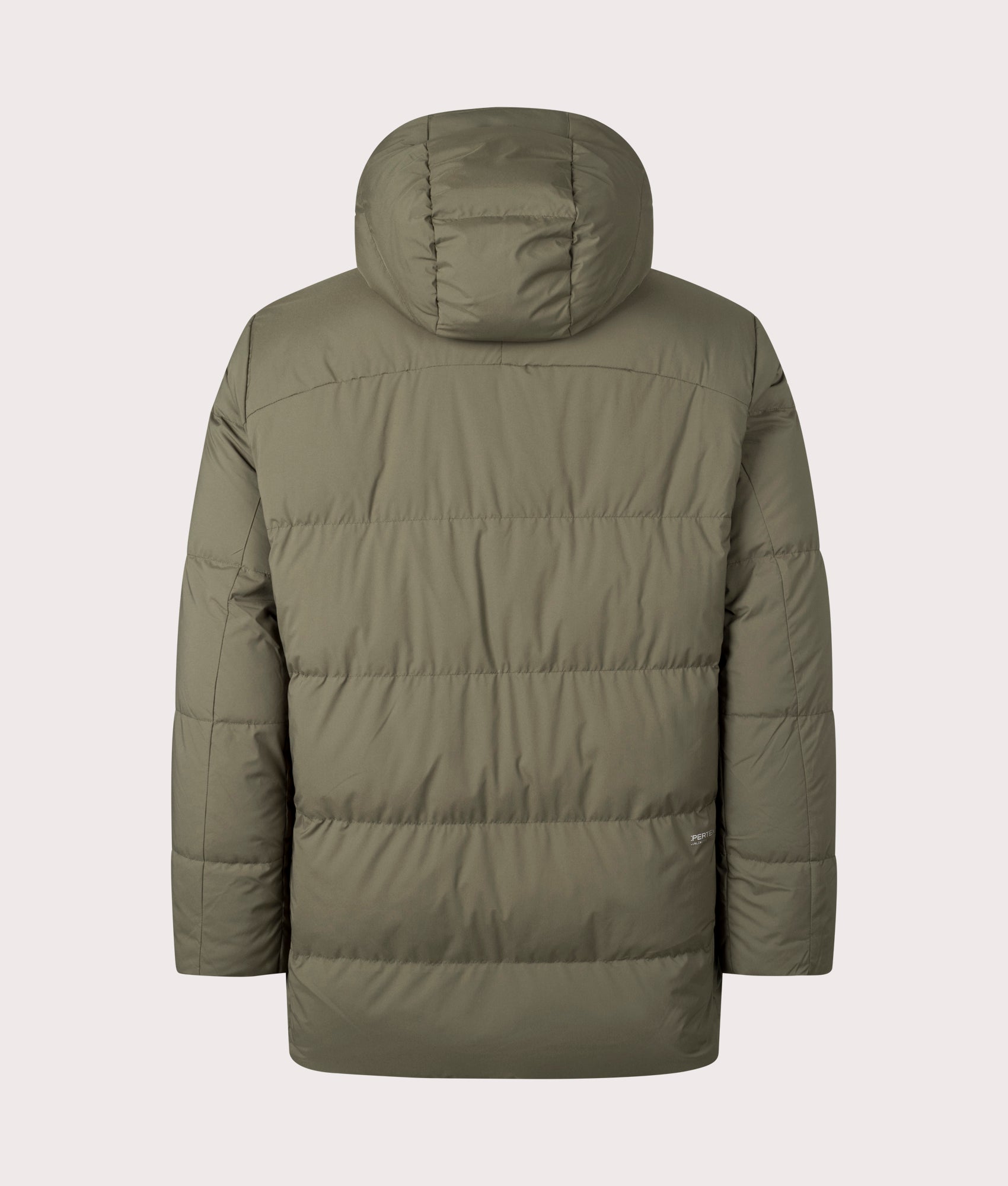 Polo Ralph Lauren Matte Quilted Down Jacket in Ranger Green at EQVVS Menswear. Back shot.