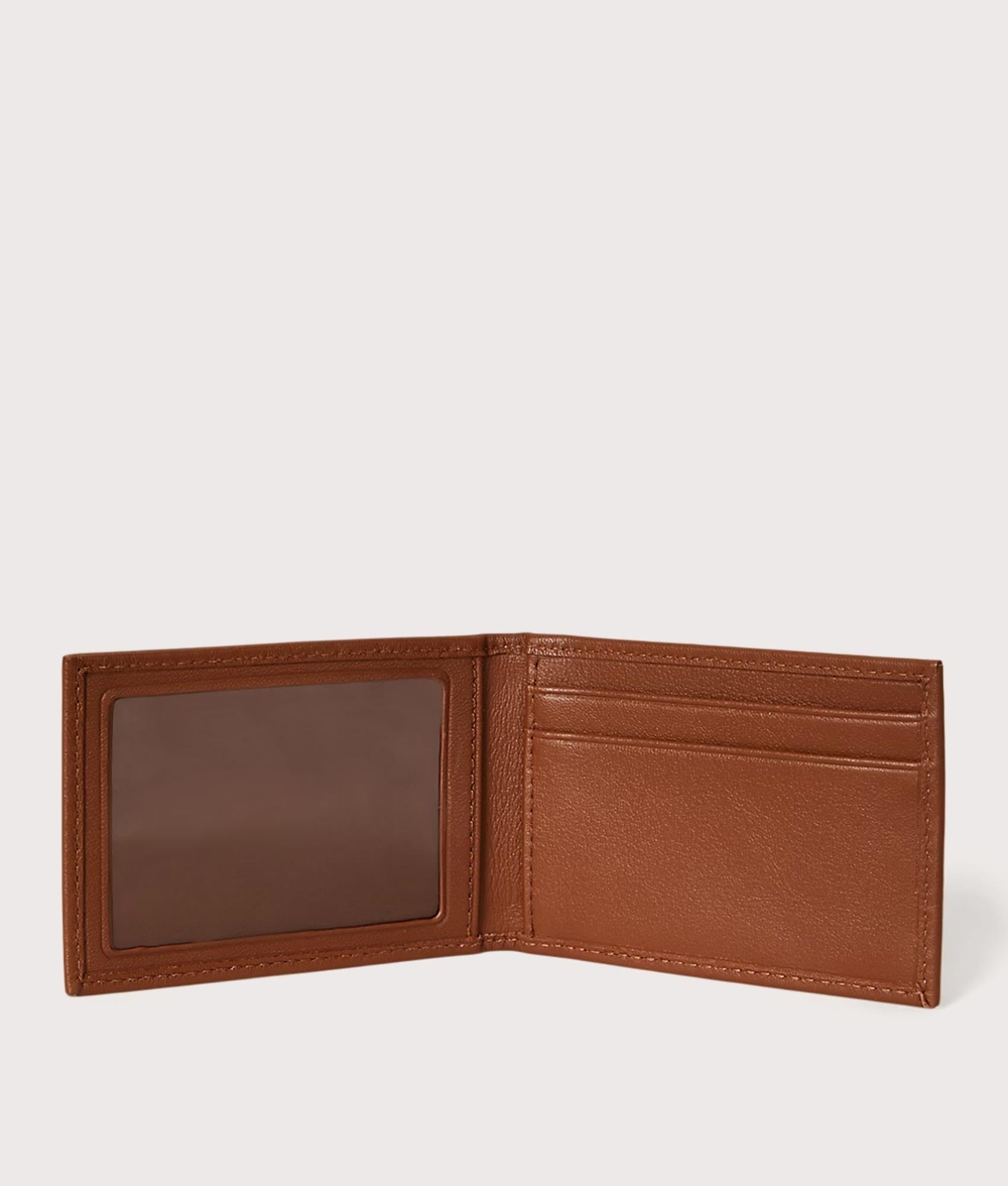 Polo Ralph Lauren 3-In-1 Smooth Leather Wallet in Saddle at EQVVS Menswear. Card case shot.