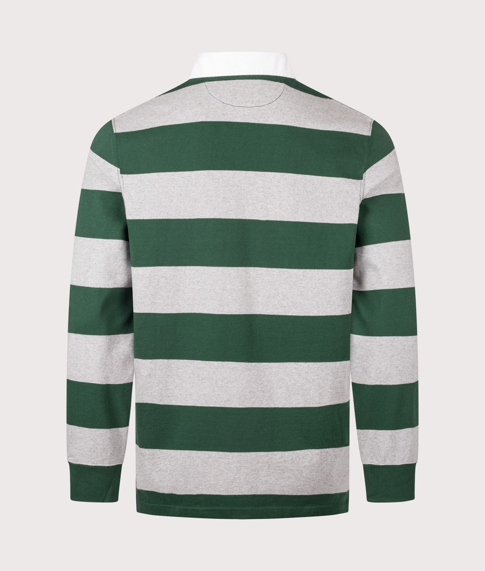 Polo Ralph Lauren The Iconic Rugby Shirt in Vintage Pine/Andover Heather at EQVVS Menswear. Back shot.