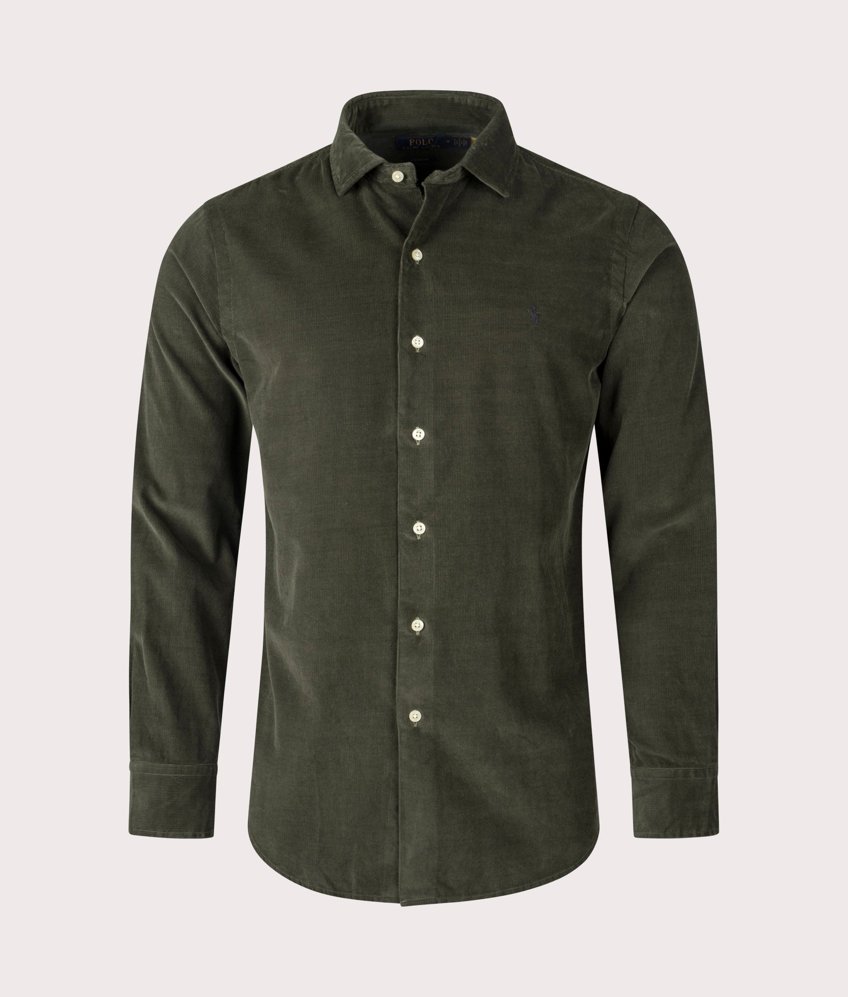 Polo Ralph Lauren Custom Fit Corduroy Shirt Estate Olive at EQVVS Menswear. Front Shot