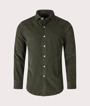 Polo Ralph Lauren Custom Fit Corduroy Shirt Estate Olive at EQVVS Menswear. Front Shot