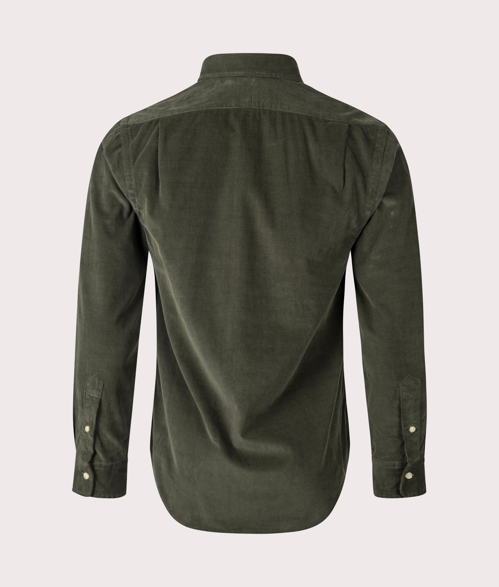 Polo Ralph Lauren Custom Fit Corduroy Shirt Estate Olive at EQVVS Menswear.  Back Shot
