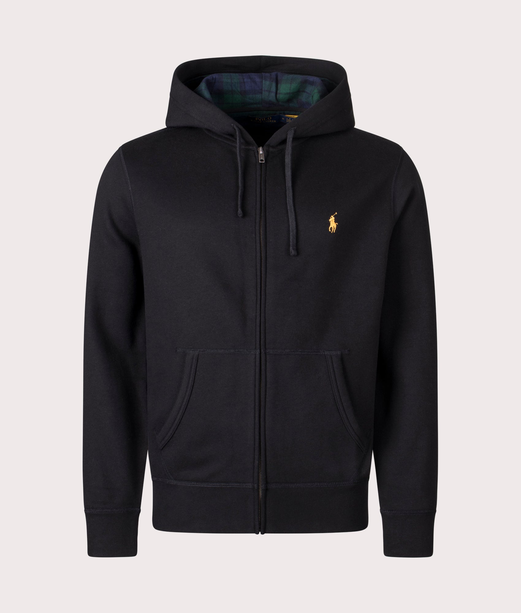 Zip Through Hoodie in Polo Black | Polo Ralph Lauren | EQVVS | Front shot  