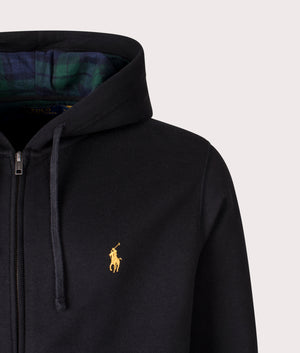 Zip Through Hoodie in Polo Black | Polo Ralph Lauren | EQVVS | Front detail shot 