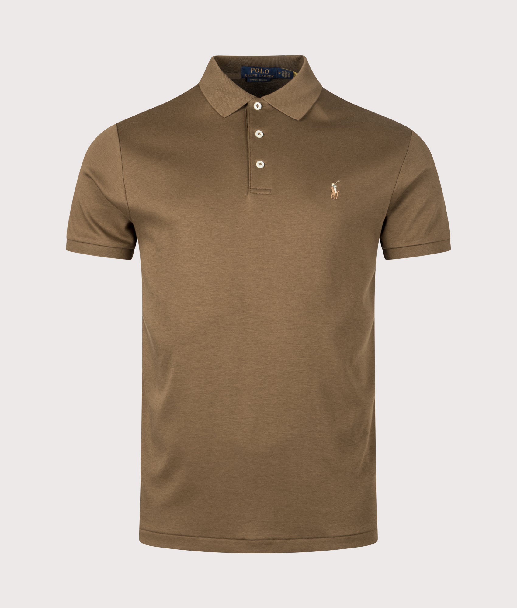 Custom Slim Fit Soft Cotton Polo Shirt in Nature Brown. | 100% Cotton | Polo Ralph Lauren | Shot at EQVVS | Front shot