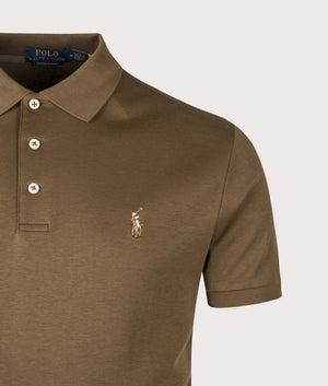 Custom Slim Fit Soft Cotton Polo Shirt  in Nature Brown. | 100% Cotton | Polo Ralph Lauren | Shot at EQVVS | Front detail shot