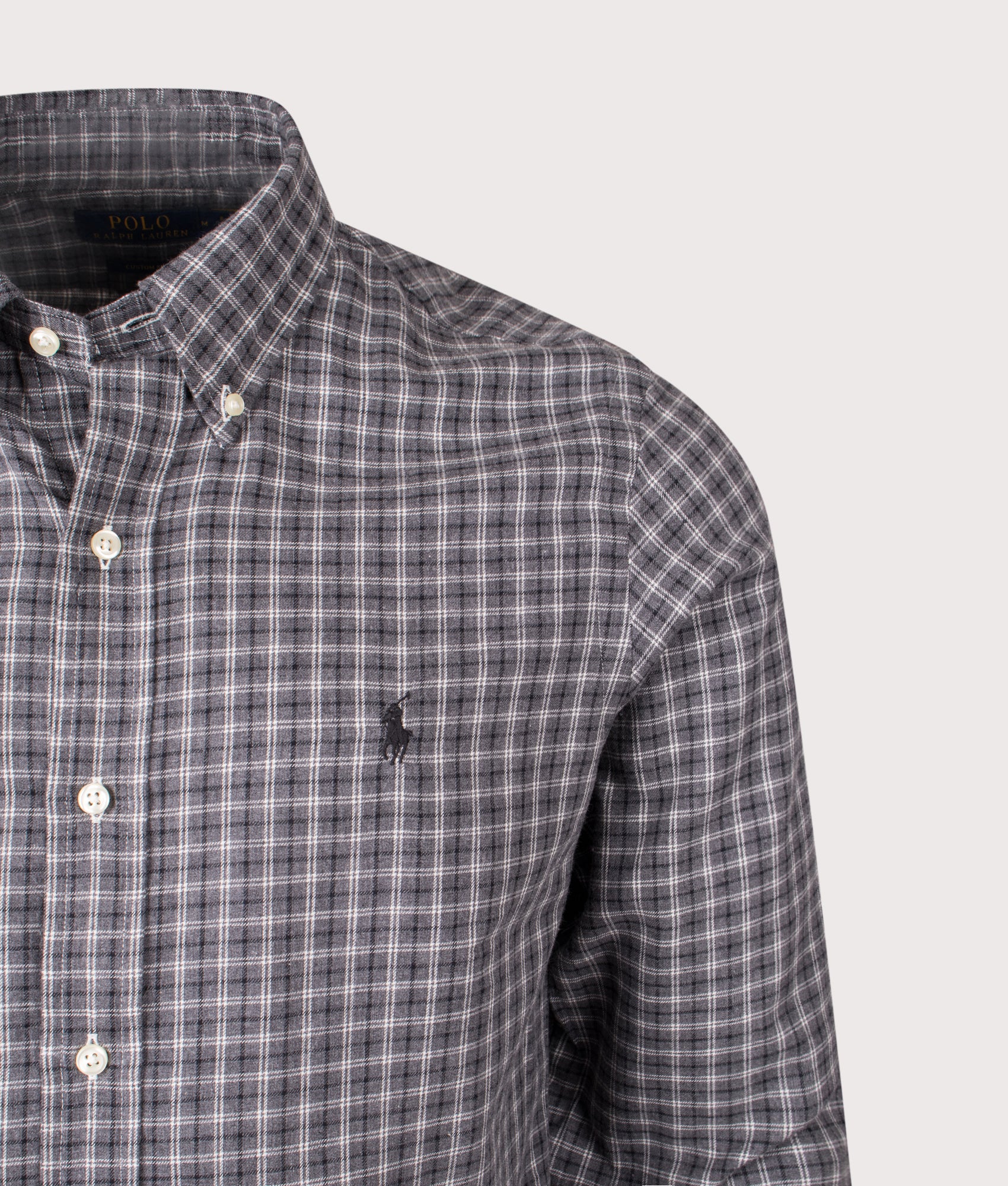 Custom Fit Plaid Twill Shirt. Shot by EQVVS. Detail shot.