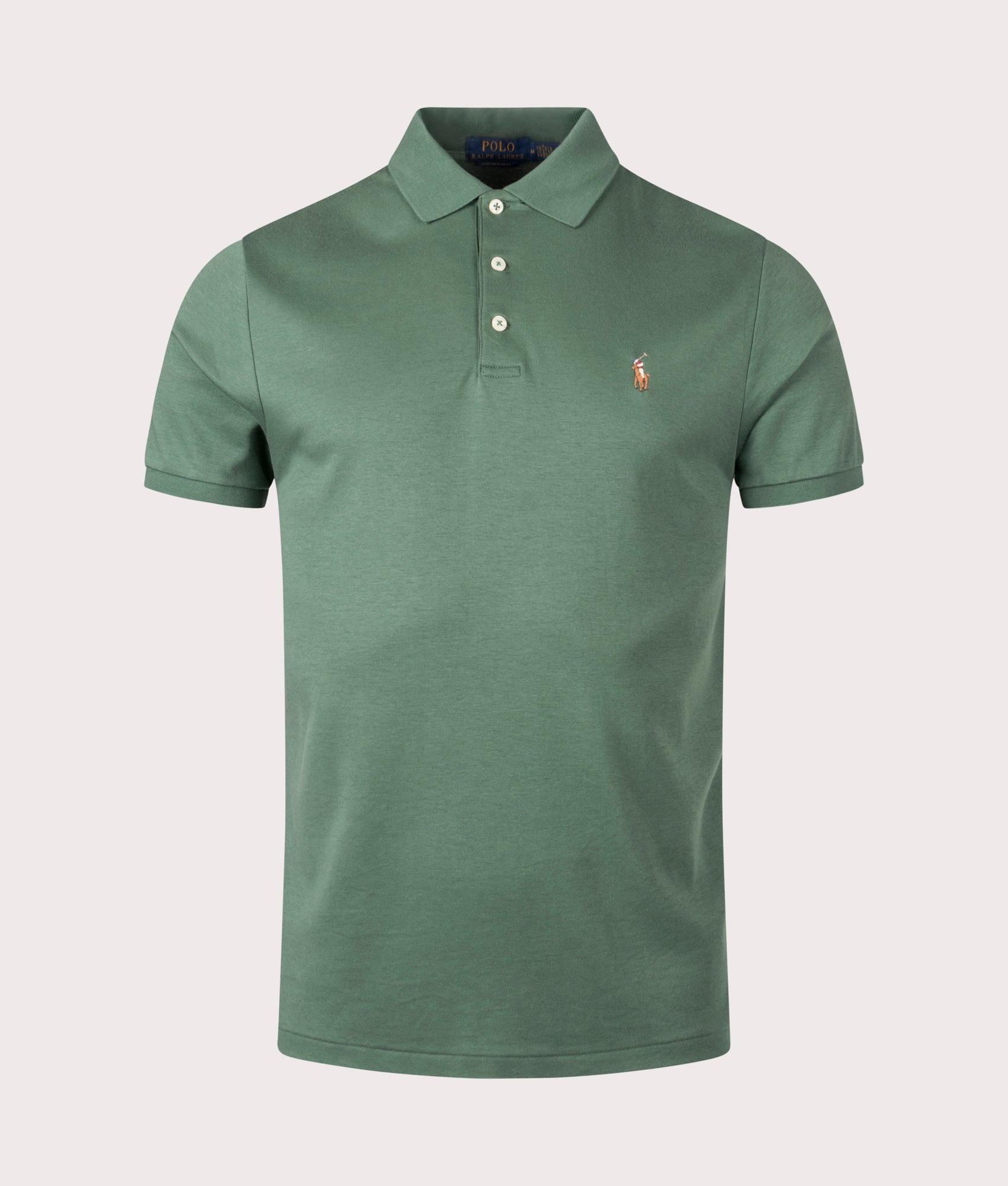Custom Slim Fit Soft Cotton Polo Shirt in Washed Forest. 100% Cotton | Polo Ralph Lauren | Shot at EQVVS | Front shot