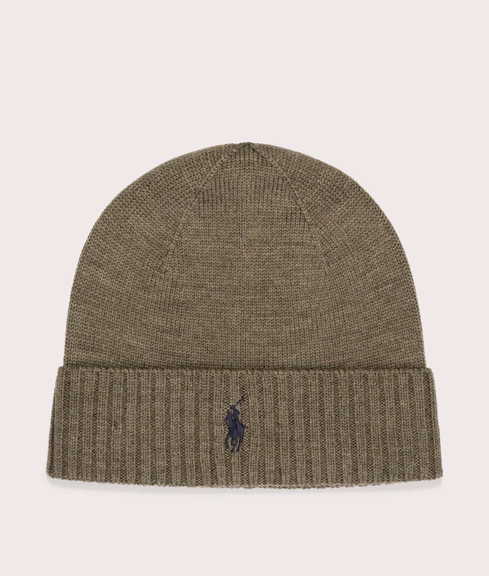 Signature Pony Wool Beanie in Light Cargo Olive Heather | Polo Ralph Lauren | EQVVS | Front shot 
