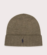 Signature Pony Wool Beanie: 019 Light Cargo Olive Heather 