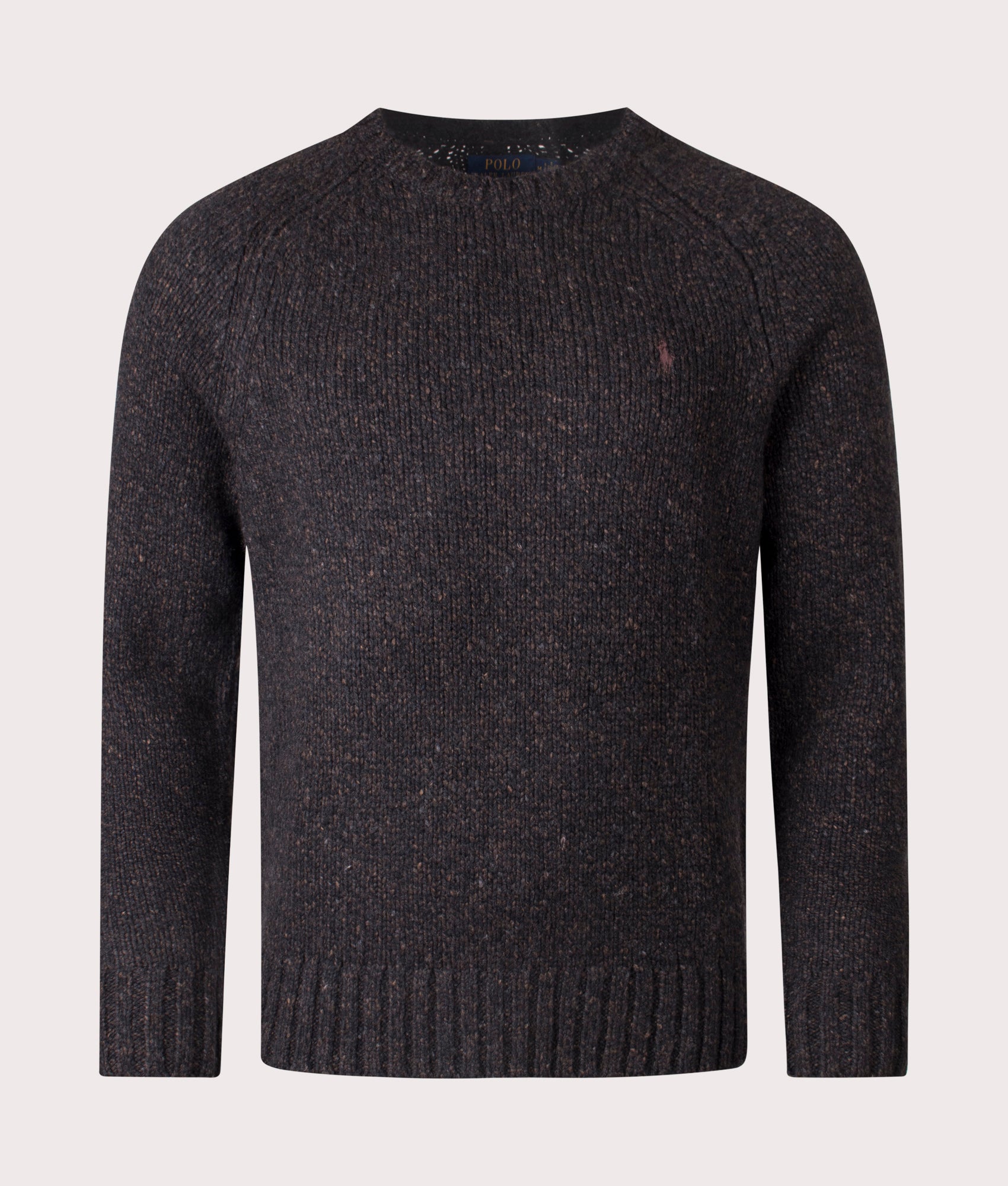 Polo Ralph Lauren Marled Knit Crew Neck Jumper in Charcoal Marl at EQVVS Menswear. Front Shot