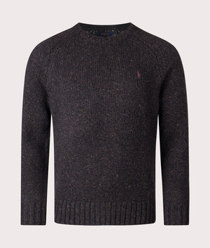 Polo Ralph Lauren Marled Knit Crew Neck Jumper in Charcoal Marl at EQVVS Menswear. Front Shot