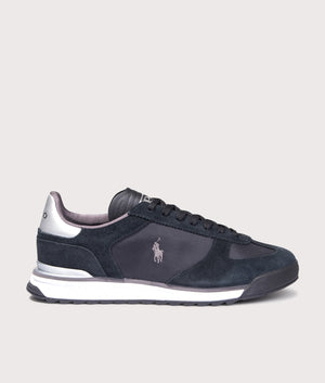 Varick Suede Oxford Sneakers in Black/Grey/Silver | Polo Ralph Lauren | EQVVS | Side shot 