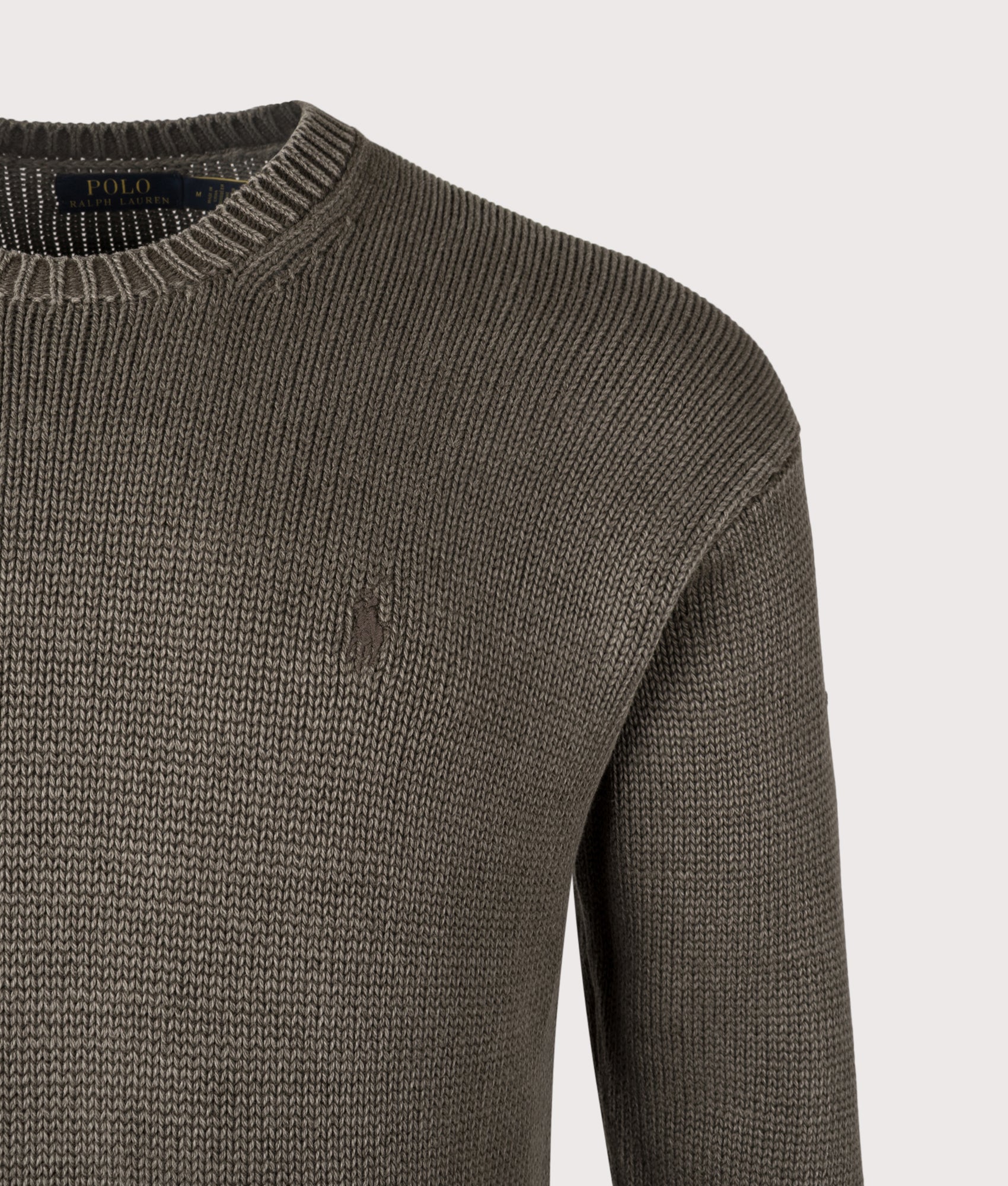 Garment-Dyed Jumper in Company Olive | Polo Ralph Lauren | EQVVS | Front detail shot 
