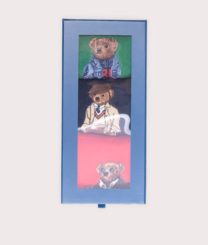 3 Pack of Polo Bear Crew Socks with Gift Box in Green/Navy/Red | Polo Ralph Lauren | EQVVS | Box shot 