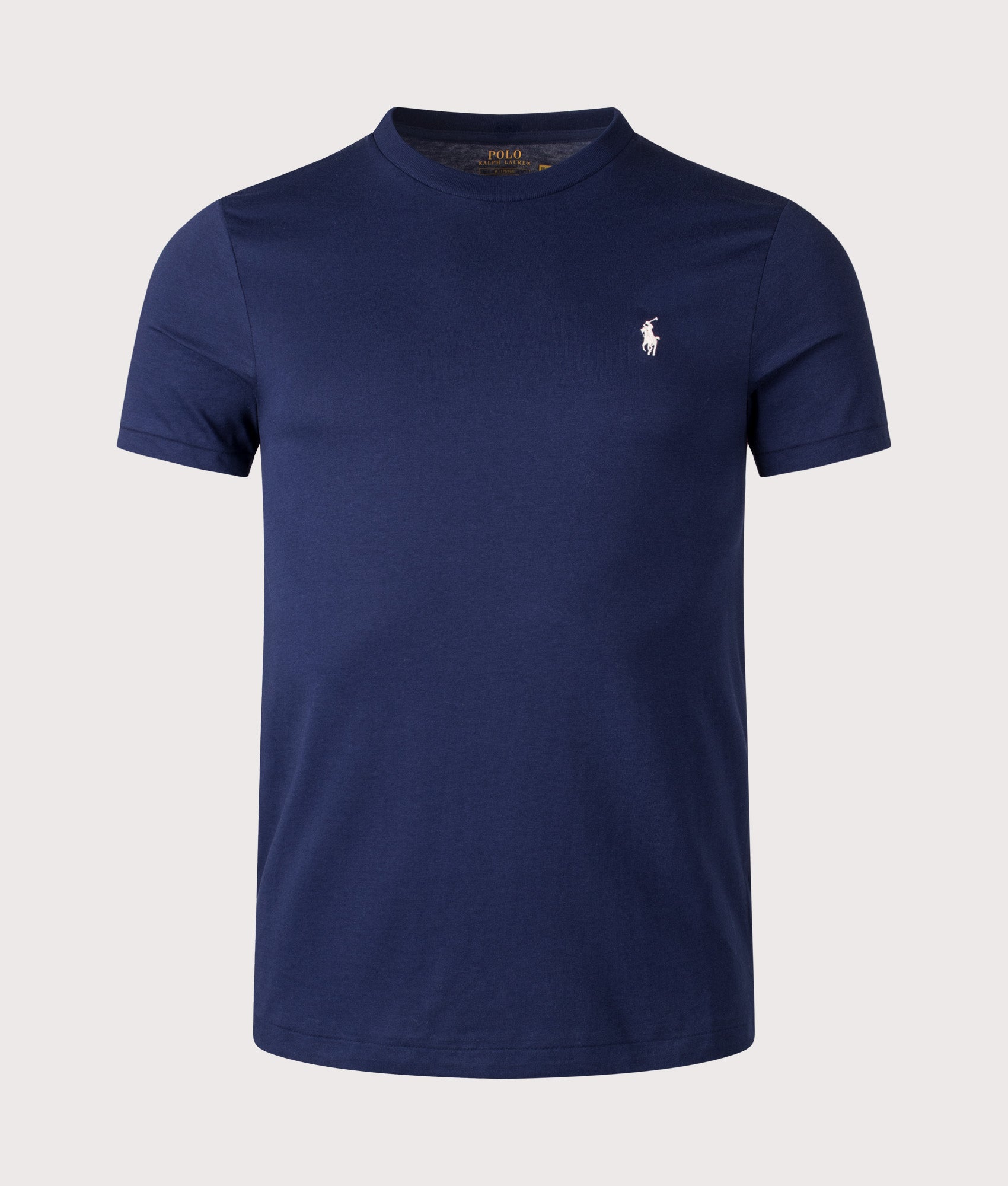 Polo Ralph Lauren Custom Slim Fit Jersey T-Shirt in Newport Navy at EQVVS Menswear. Front shot.