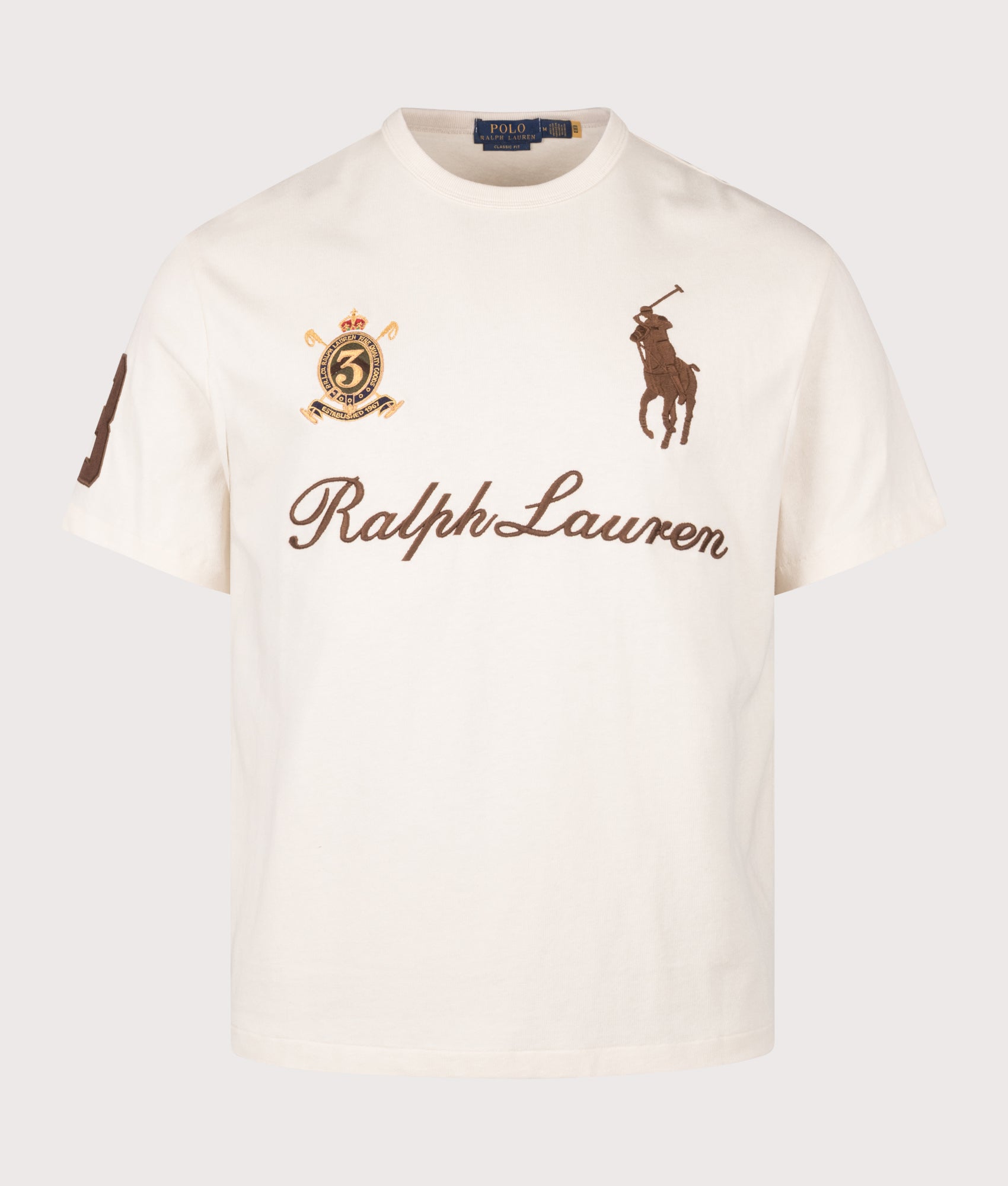 Polo Ralph Lauren Classic Fit Big Pony Jersey T-Shirt in Guide Cream at EQVVS Menswear. Front shot.
