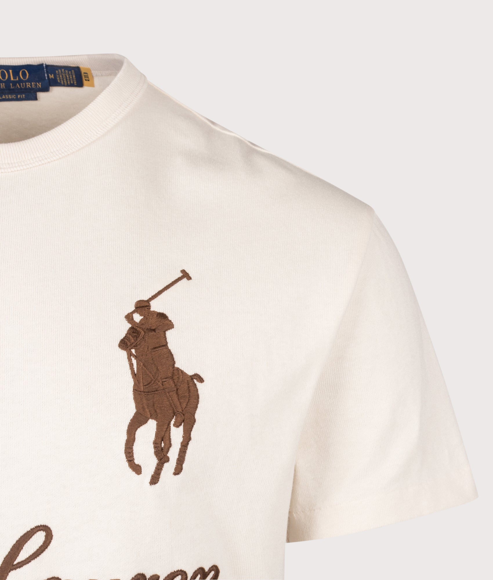 Polo Ralph Lauren Classic Fit Big Pony Jersey T-Shirt in Guide Cream at EQVVS Menswear. Second detail shot.