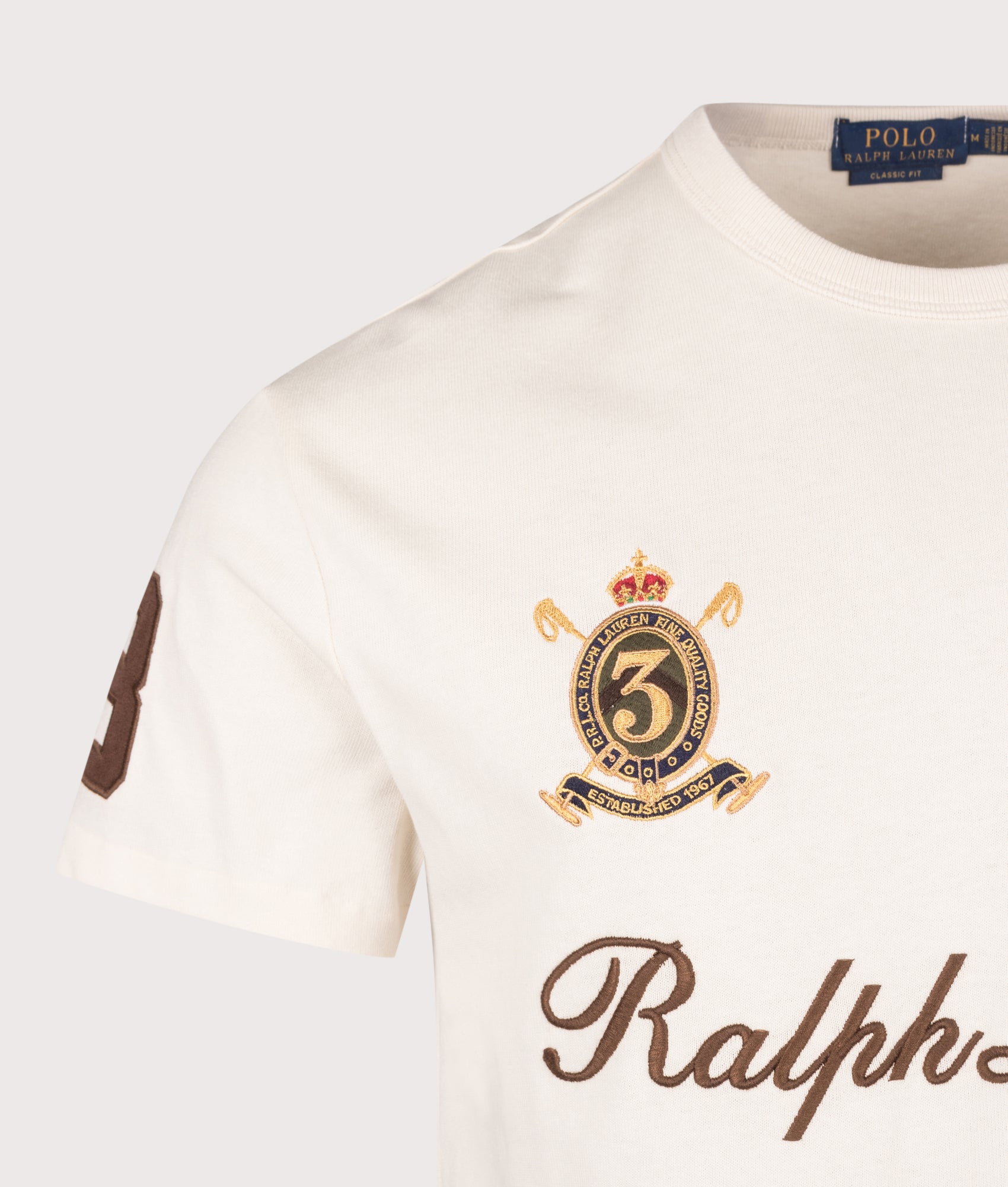 Polo Ralph Lauren Classic Fit Big Pony Jersey T-Shirt in Guide Cream at EQVVS Menswear. First detail shot.