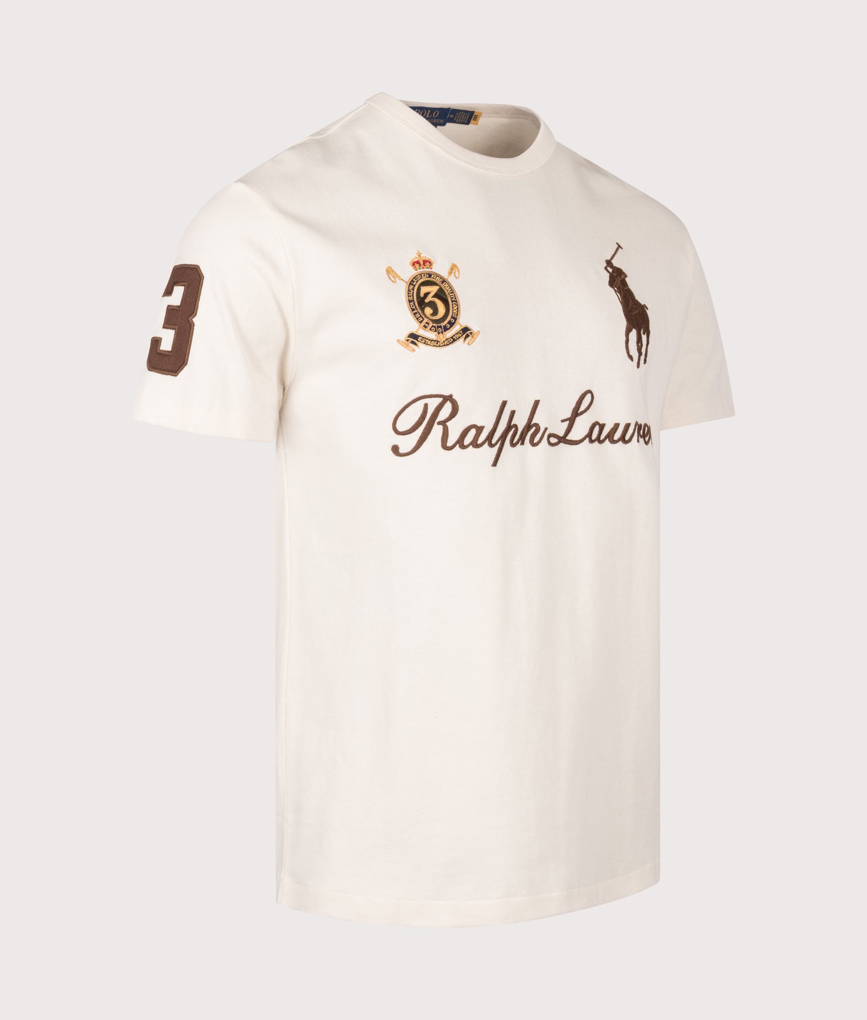Polo Ralph Lauren Classic Fit Big Pony Jersey T-Shirt in Guide Cream at EQVVS Menswear. Angled front shot.