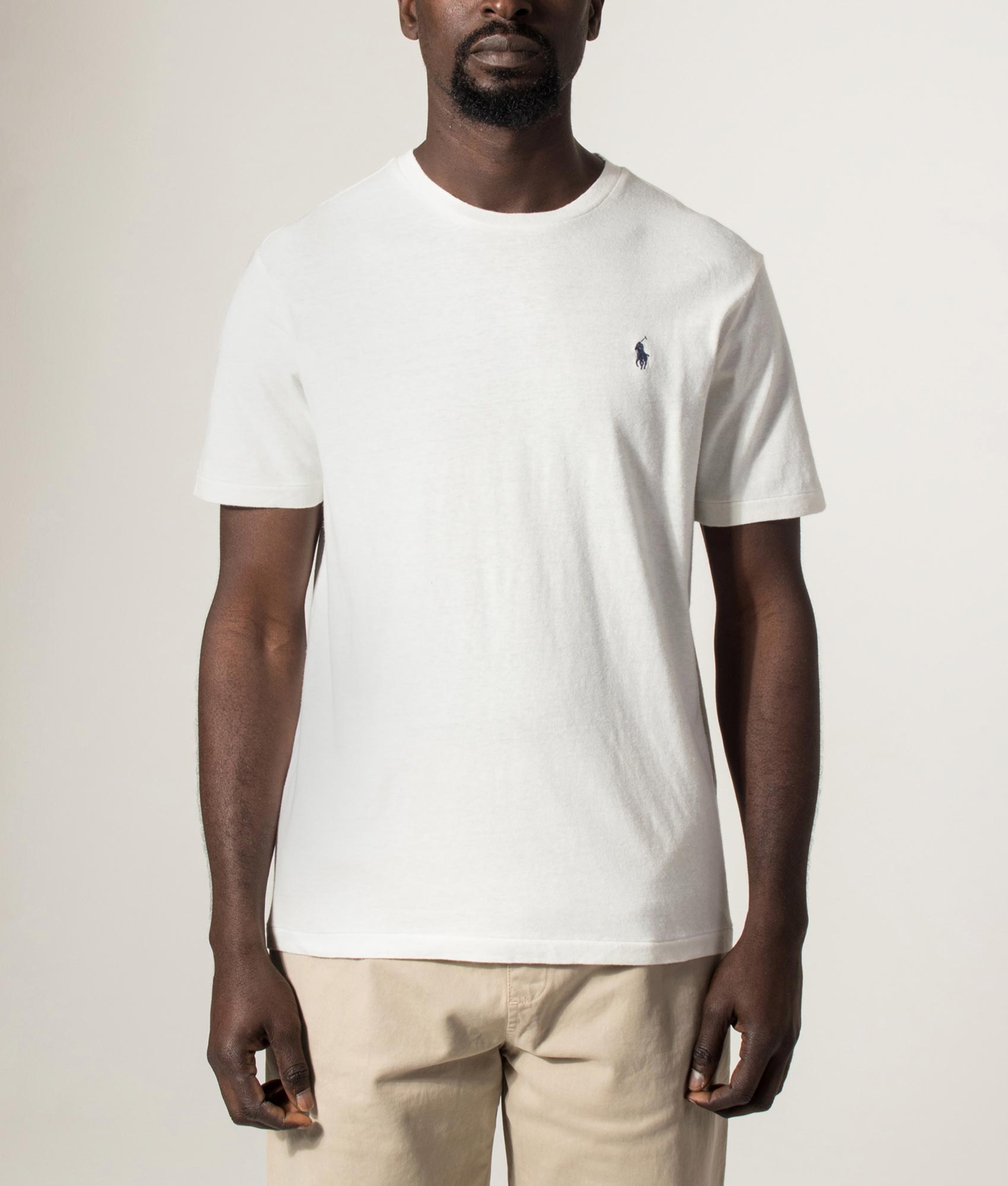 Polo Ralph Lauren Cotton-Linen Blend T-Shirt in Nevis at EQVVS Menswear. Model front shot.