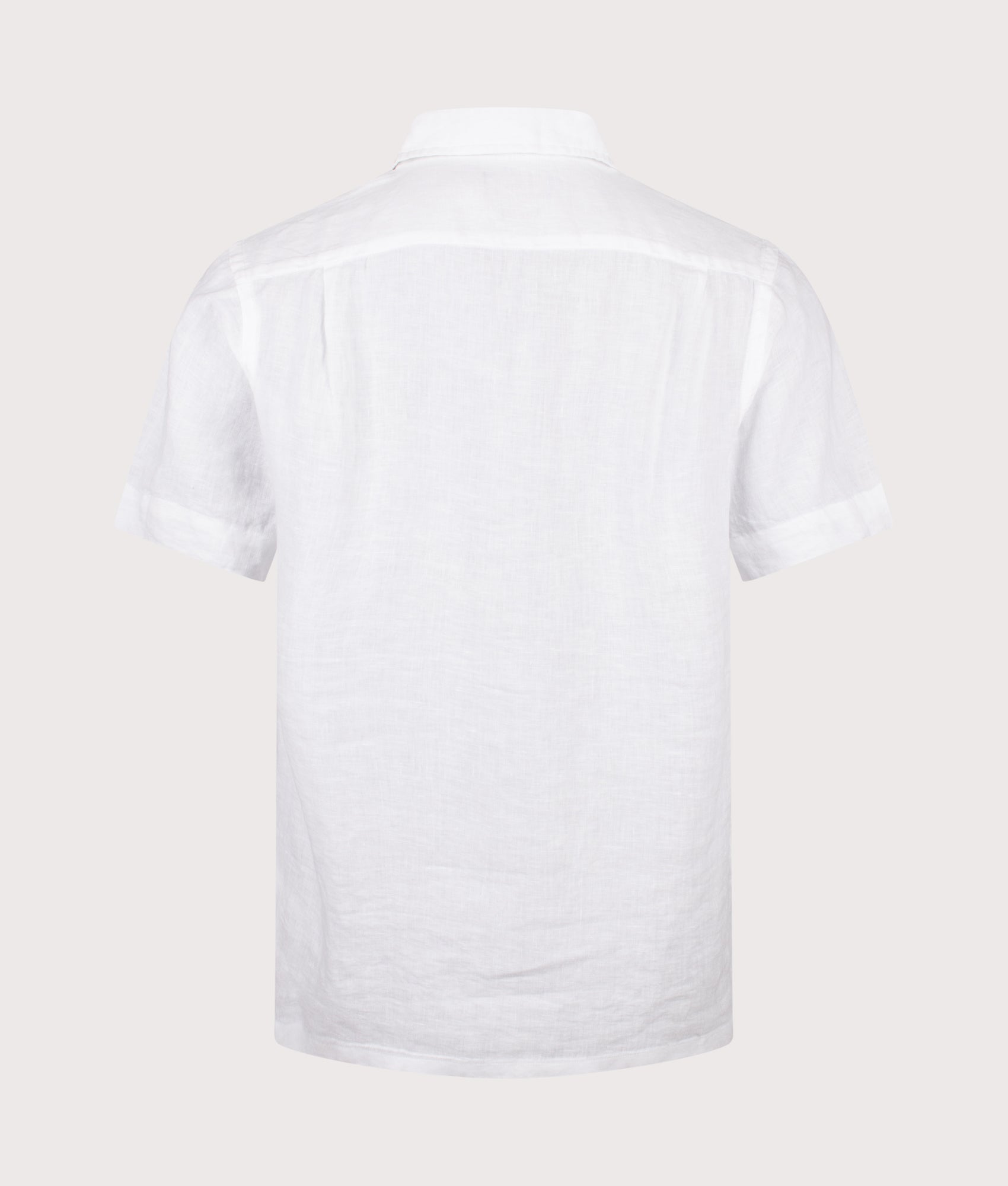 Polo Ralph Lauren Classic Fit Short Sleeve Linen Camp Shirt in White at EQVVS Menswear. Back shot.