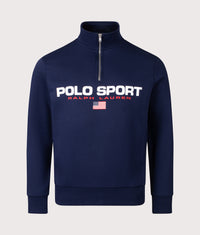 Quarter Zip Polo Sport Sweatshirt: 001 Cruise Navy/White 