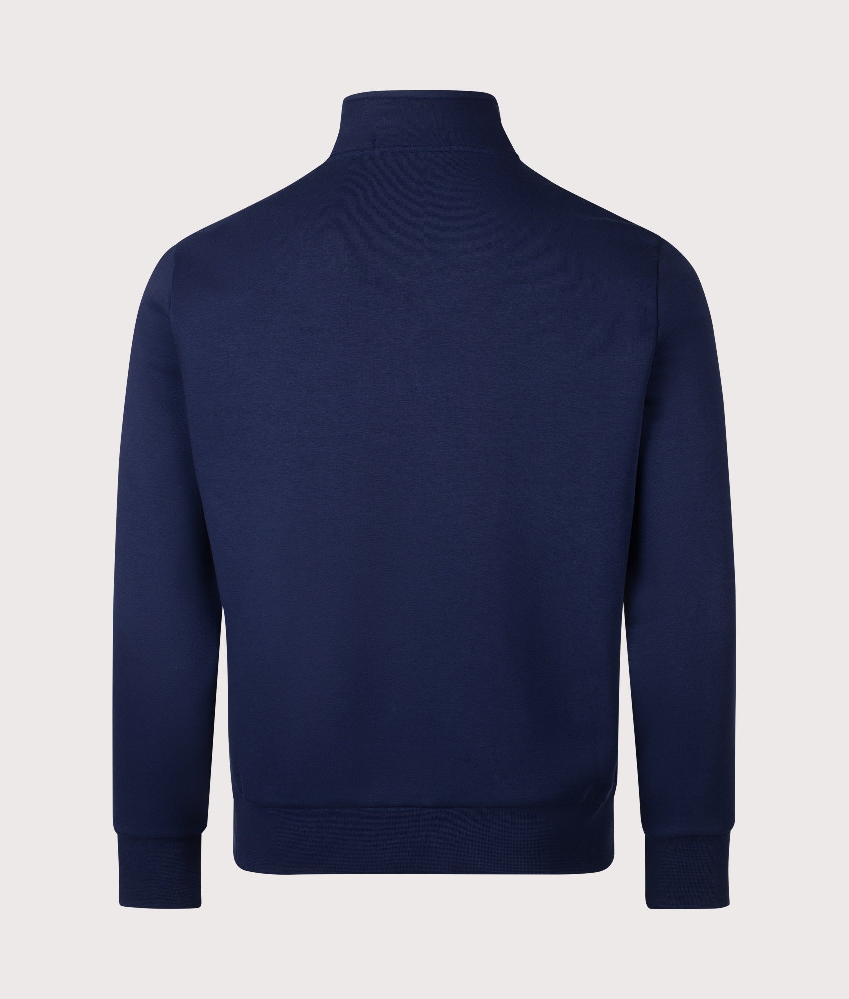 Polo Ralph Lauren Quarter Zip Polo Sport Sweatshirt in Cruise Navy and White at EQVVS Menswear. Back shot.